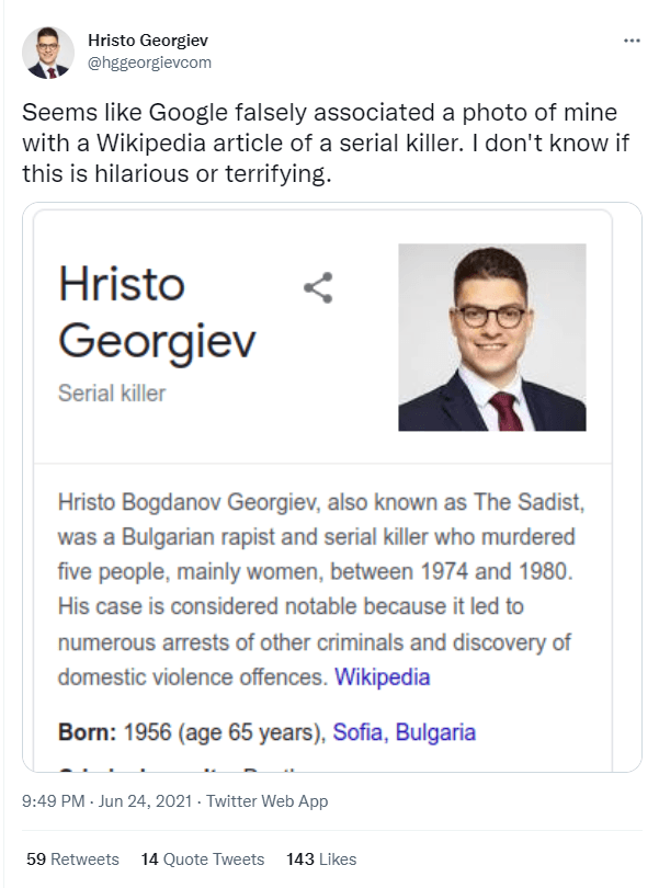 When Google confused images of different people with similar name