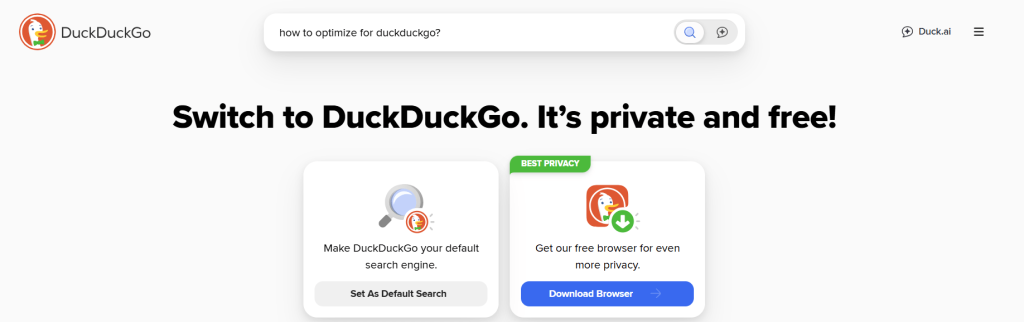 how to optimize for duckduckgo